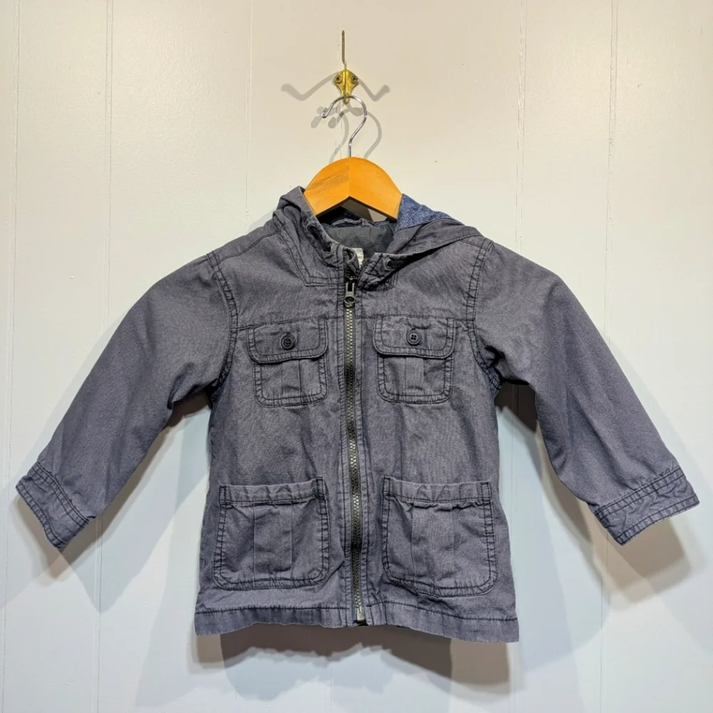 Old Navy‎ Utility Jacket In Gray Blue Size 3T Cotton Lightweight
